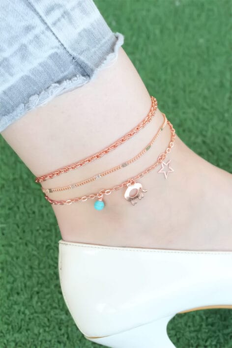 Rose Renk Zincirli Fil Figürlü Hal Hal - Görsel 2