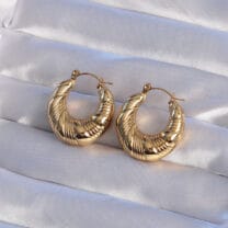 316L Çelik Gold Renk İşlemeli Halka Küpe