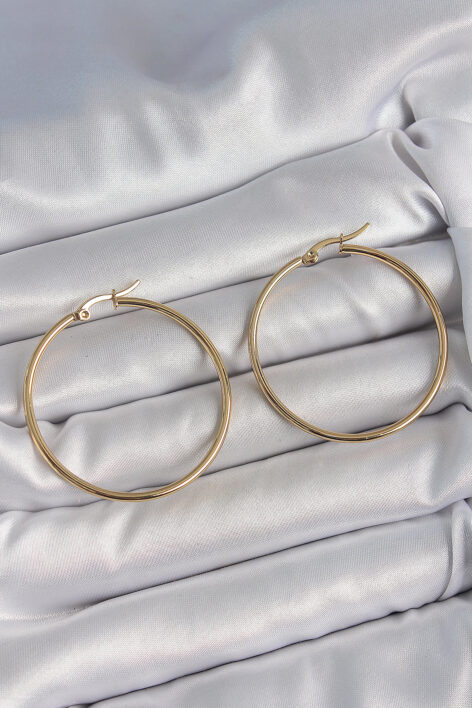 316 Çelik Gold Renk 43 mm Halka Model Kadın Küpe