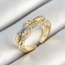 Pirinç Kemik Figürlü Zirkon Taşlı Gold Renk Ayarlanabilir Kadın Yüzük
