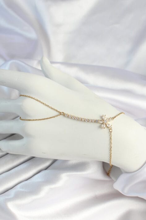 316L Çelik Gold Renk Zincirli Zirkon Taşlı Çiçek Figürlü Şahmeran