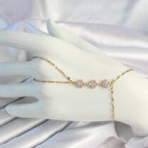 316L Çelik Zincirli Gold Renk Yonca Zirkon Taşlı Şahmeran