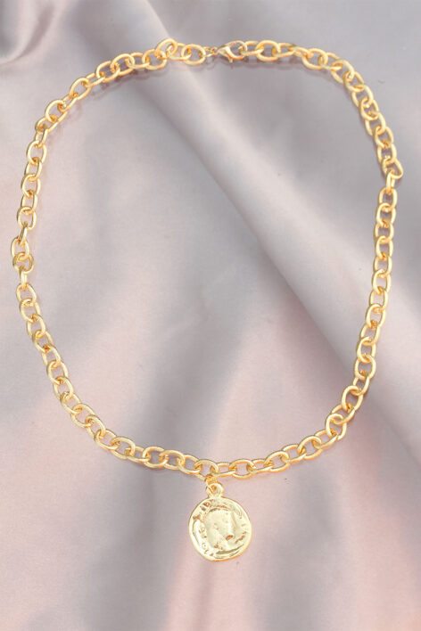 Gold Metal Zincirli Kadın Kolye - Görsel 2