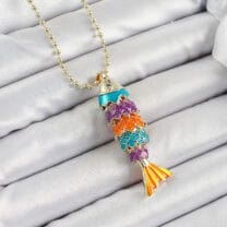 Pirinç Rainbow Balık Model Zirkon Taşlı Gold Renk Kadın Kolye
