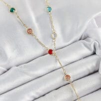 Pirinç Asorti Model Gold Renk Zirkon Taşlı Y Kolye