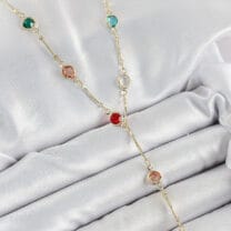 Pirinç Asorti Model Gold Renk Zirkon Taşlı Y Kolye