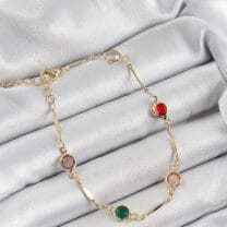 Pirinç Asorti Model Gold Renk Zirkon Taşlı Kadın Bileklik