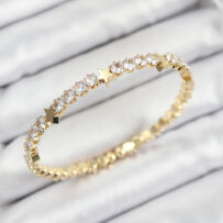 Pirinç Zirkon Taşlı Yıldız Model Gold Renk Yaylı Kadın Bileklik