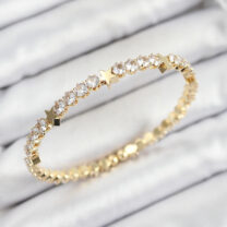 Pirinç Zirkon Taşlı Yıldız Model Gold Renk Yaylı Kadın Bileklik