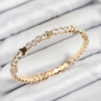 Pirinç Zirkon Taşlı Kelebek Model Gold Renk Yaylı Kadın Bileklik