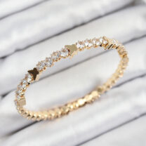 Pirinç Zirkon Taşlı Kelebek Model Gold Renk Yaylı Kadın Bileklik