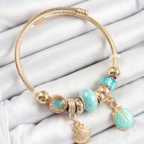316L Çelik Mavi İstiridye Model Gold Renk Charm Bileklik