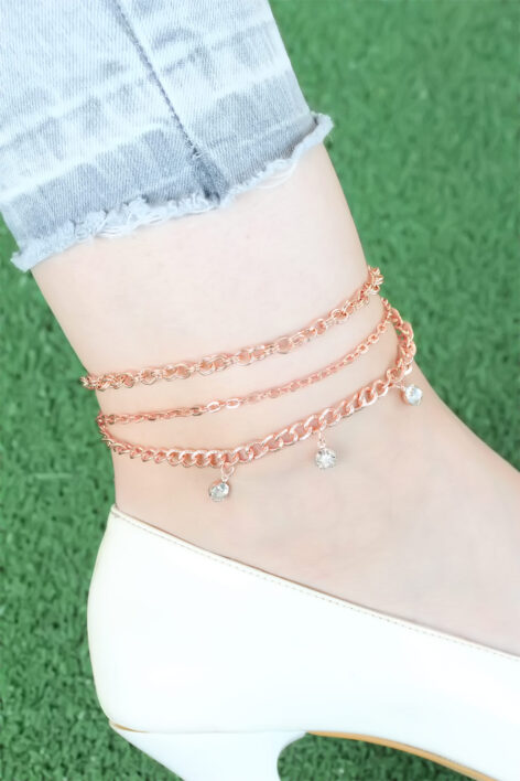 Zirkon Taşlı Rose Renk Zincirli Hal Hal - Görsel 2