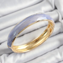 Pirinç Mavi Mor Mineli Mermer Desen Model Gold Renk Kadın Kelepçe