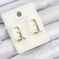 Xuping Zirkon Taşlı Oval Model Gold Renk Kadın Küpe