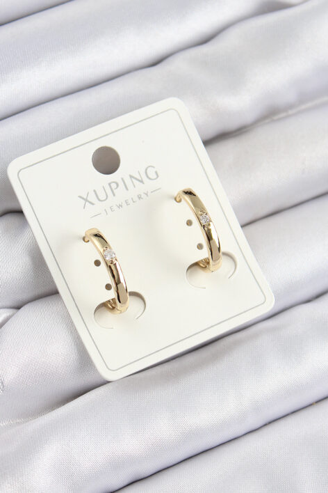 Xuping Zirkon Taşlı Oval Model Gold Renk Kadın Küpe