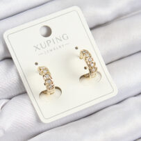 Xuping Zirkon Taşlı Ardışık Model Gold Renk Kadın Küpe