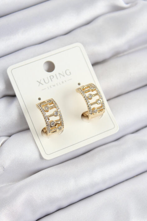 Xuping Zirkon Taşlı Çit Halka Model Gold Renk Kadın Küpe