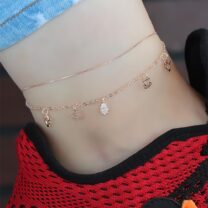 Zirkon Taşlı Rose Renk Çift Zincirli Hal Hal