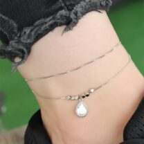Yeni Sezon Silver Renk Damla Zirkon Taşlı Halhal