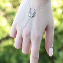 Melek Kanadı Figürlü Zirkon Taşlı Silver Renkli Şahmeran Bileklik